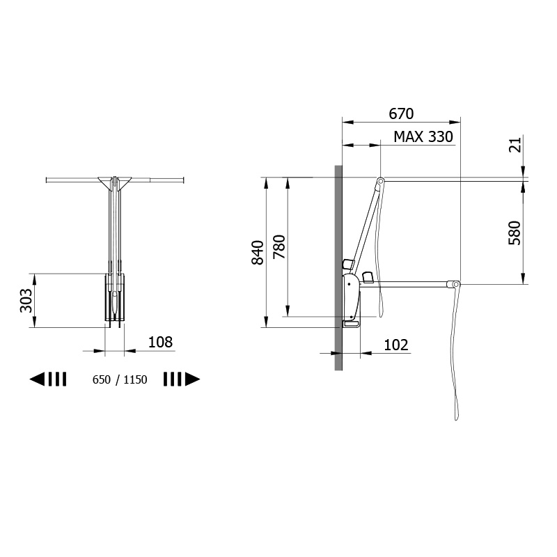 Otto Closet Pro - Kleiderlift für die Wand - braun-braun 3